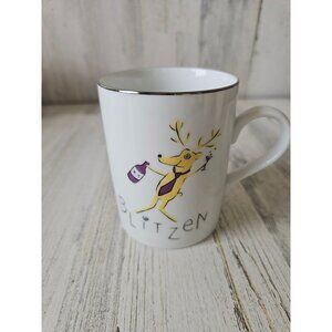 Pottery Barn blitzen reindeer deer mug cup Xmas decor wine champagne